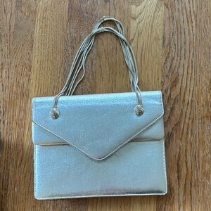 Vintage Bienen Davis New York Silver Metallic Evening Clutch Bag